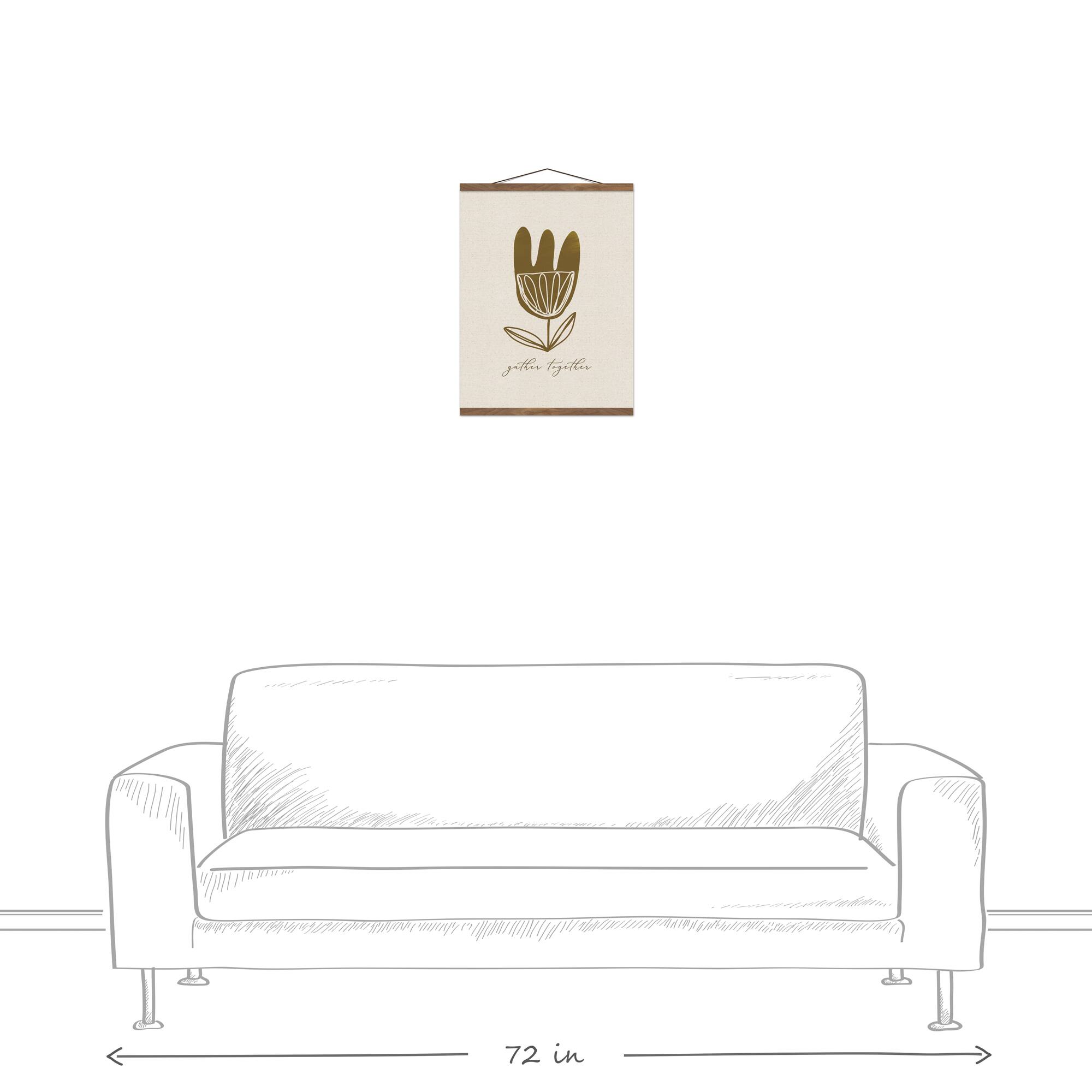 Flower Gather Together 16" x 20" Teak Hanging Canvas